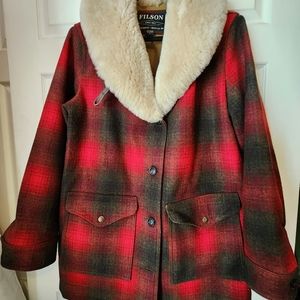 Filson women's Trapper Mackinaw jacket xl red plaid rare